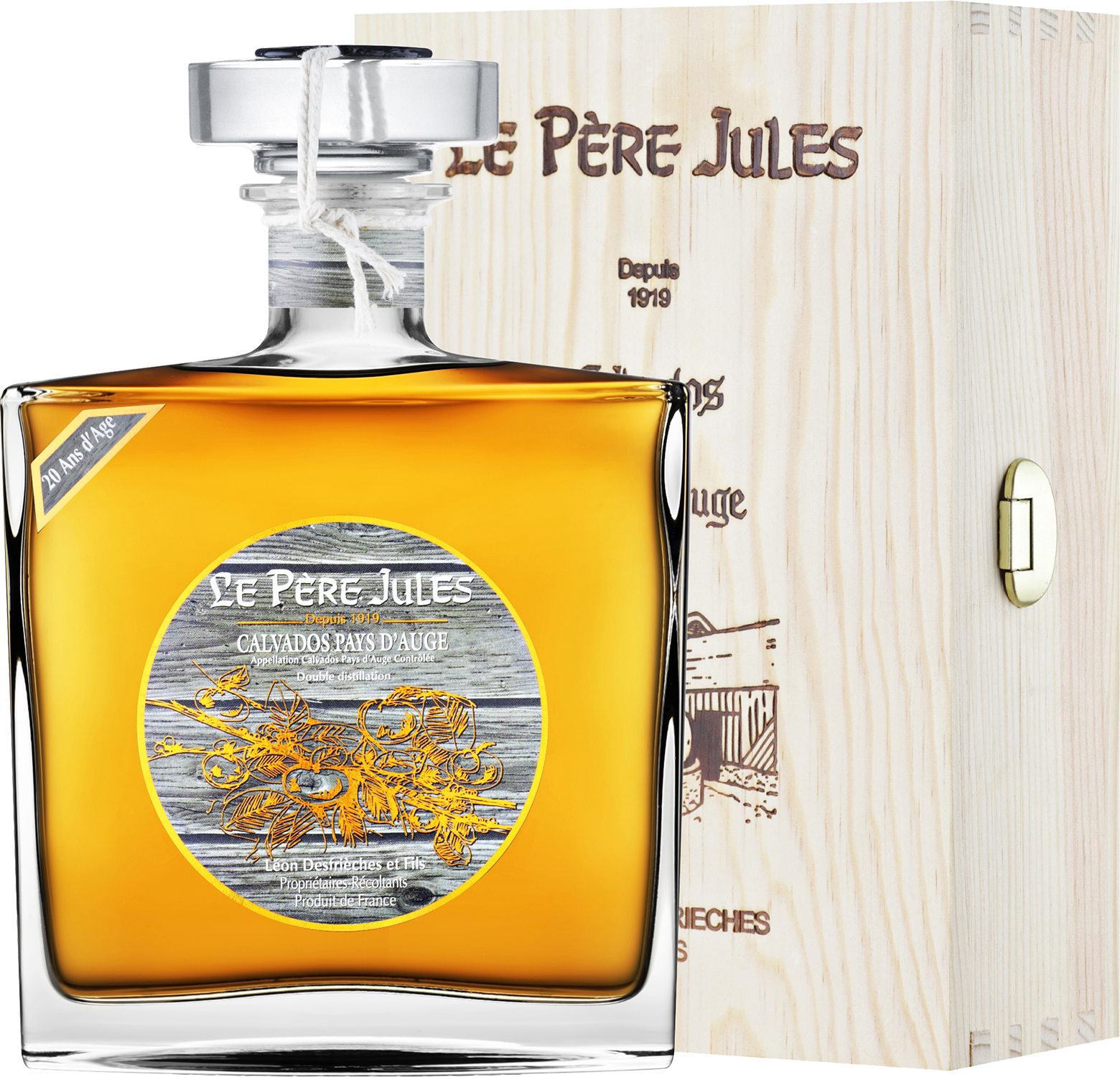 Ле Пэр Жюль Пэи д’Ож AOC 20 лет в декантере и деревянном футляре 0.7 л