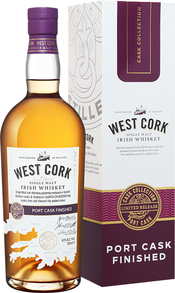 West Cork Small Batch Port Cask Finished Single Malt Irish Whiskey (Подарочная упаковка), 0.7 л в Сочи