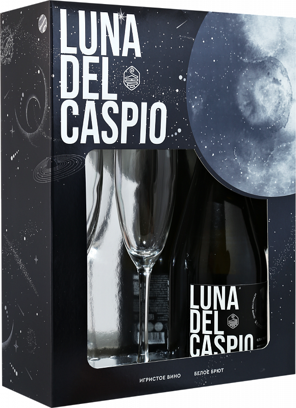 Луна дель Каспио Дагестан ЗГУ Дербент Вино (подарочный набор с 2-мя бокалами) 2021 0.75 л