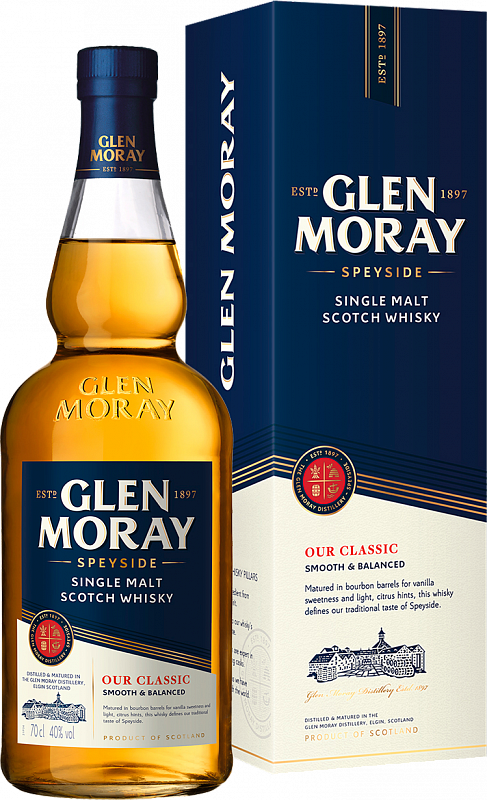 Глен Морей Оур Классик солодовый шотландский виски в подарочной упаковке 0.7 л