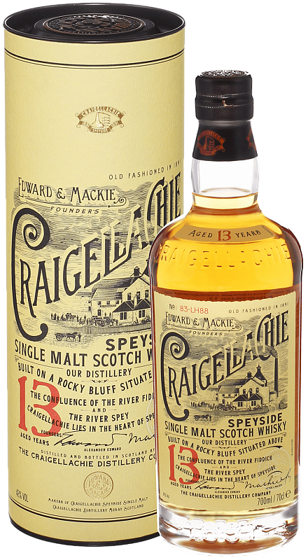 Крэйгелахи 13 лет Спейсайд односолодовый шотландский виски в подарочной упаковке 0.7 л