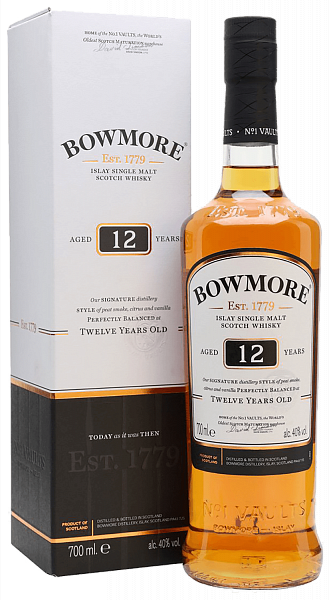 Bowmore 12 y.o. Islay single malt scotch whisky (gift box), 0.7 л