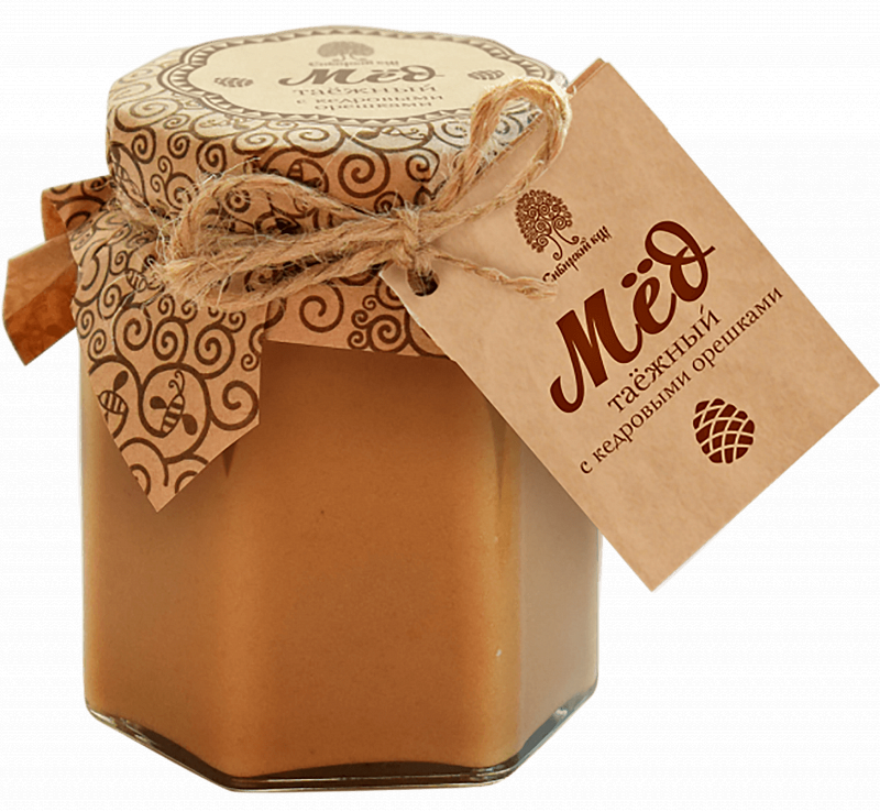 Мёд Таёжный с кедровыми орешками Сибирский Кедр 0.22 л