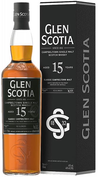 Glen Scotia Campbeltown 15 Y.O. Single Malt Scotch Whisky (gift box), 0.7 л